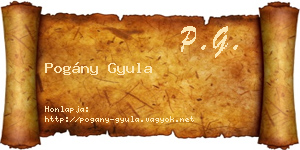 Pogány Gyula névjegykártya